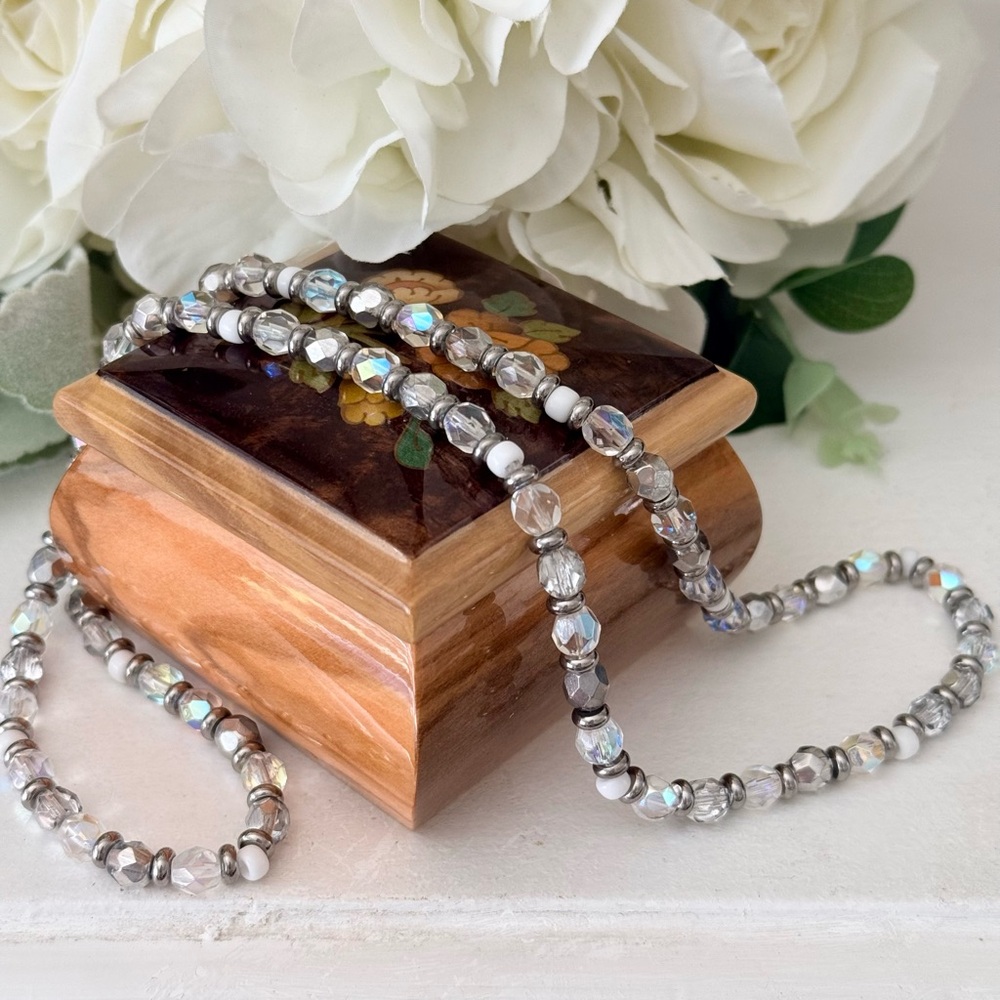 Swarovski Crystal & Silver Glass Bead Necklace
